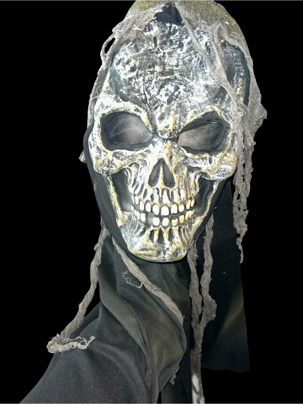 Vintage Easter Unlimited Fun World Crypt Creature Skull Mask OS Gauze ct